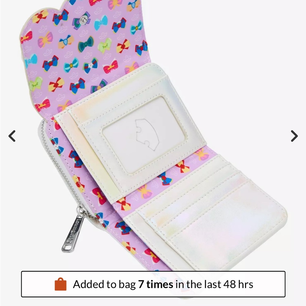 Loungefly White Iridescent Mini Wallet with Colorful Bow Appliqués - Picture 8 of 9